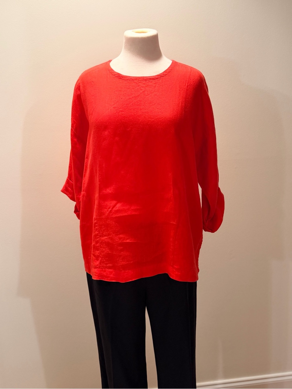 Eileen Fisher Red Oversized Round-Neck Tunic